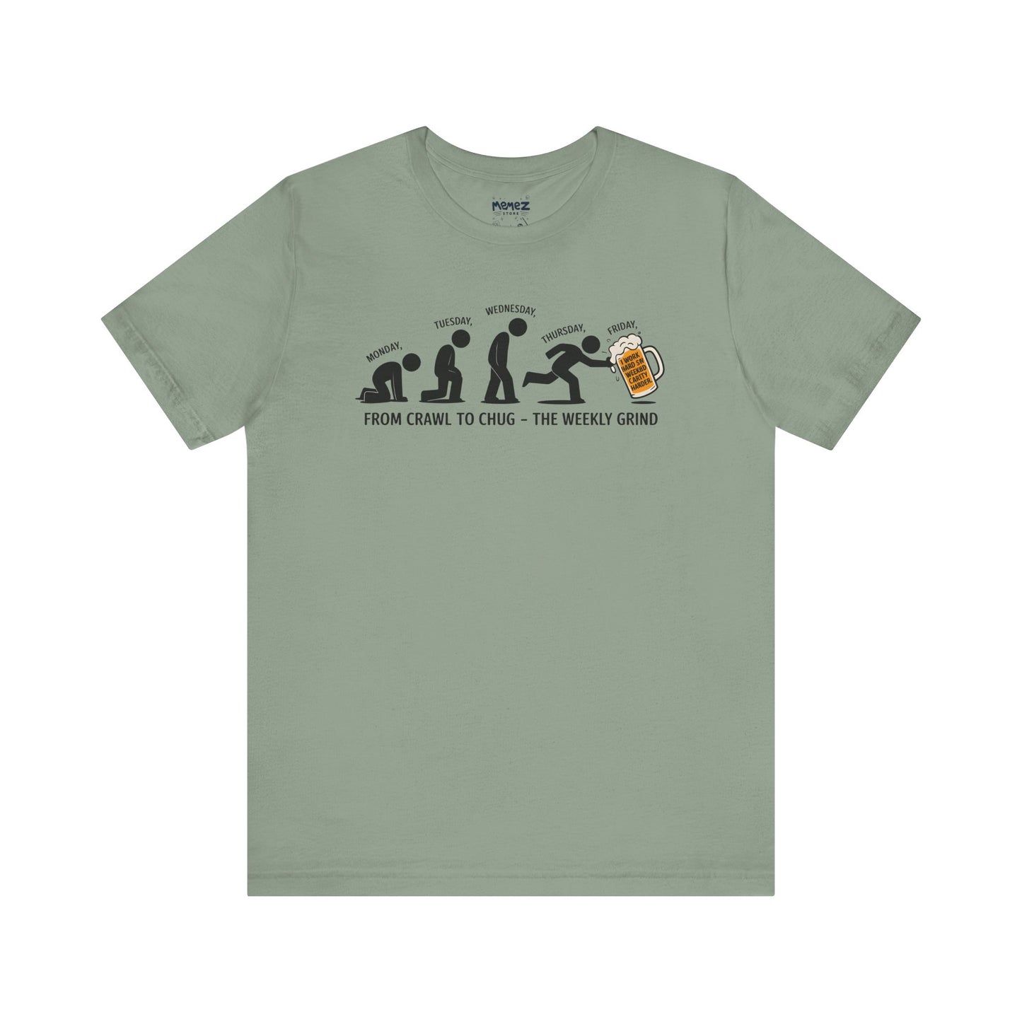 Funny Meme Unisex Tee - Crawl To Chug Design Beer Funny Meme Stee