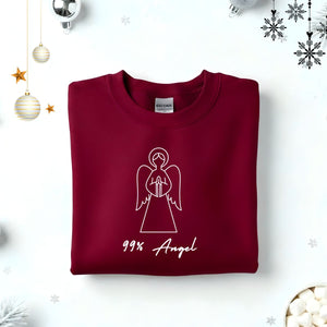 “99% Angel Embroidered Sweatshirt – minimalist typographic unisex pullover in soft fleece fabric, Memez.Store aesthetic streetwear.