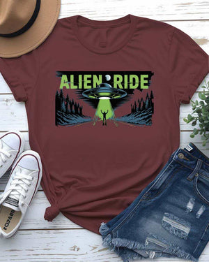 Alien UFO Abduction Graphic T-Shirt by Memez Store
