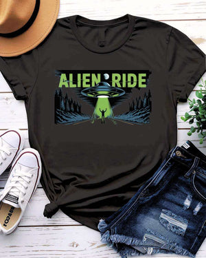 Alien UFO Abduction Graphic T-Shirt by Memez Store