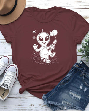Unisex Alien in Space Graphic T-Shirt – Sci-Fi Meme Design