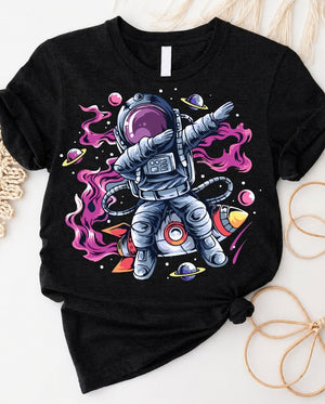 Astro dance t-shirt with astronaut dancing in space graphic