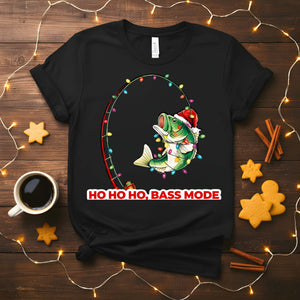 “Bass Mode Fishing Meme Funny Tee – funny fishing meme t-shirt with bass design for anglers.