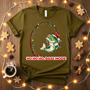 “Bass Mode Fishing Meme Funny Tee – funny fishing meme t-shirt with bass design for anglers.