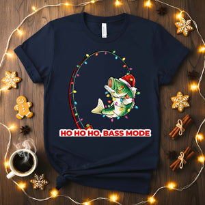 “Bass Mode Fishing Meme Funny Tee – funny fishing meme t-shirt with bass design for anglers.