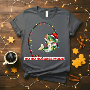 “Bass Mode Fishing Meme Funny Tee – funny fishing meme t-shirt with bass design for anglers.