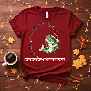 “Bass Mode Fishing Meme Funny Tee – funny fishing meme t-shirt with bass design for anglers.