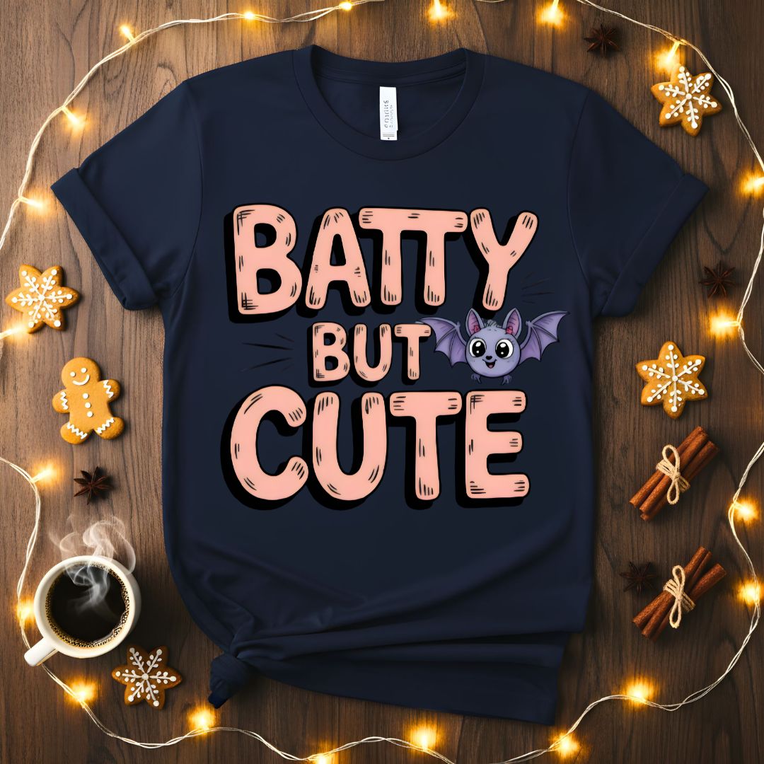 Batty But Cute Animal Meme T-Shirt featuring an adorable cartoon bat