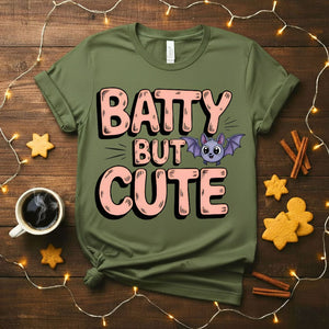 Batty But Cute Animal Meme T-Shirt featuring an adorable cartoon bat