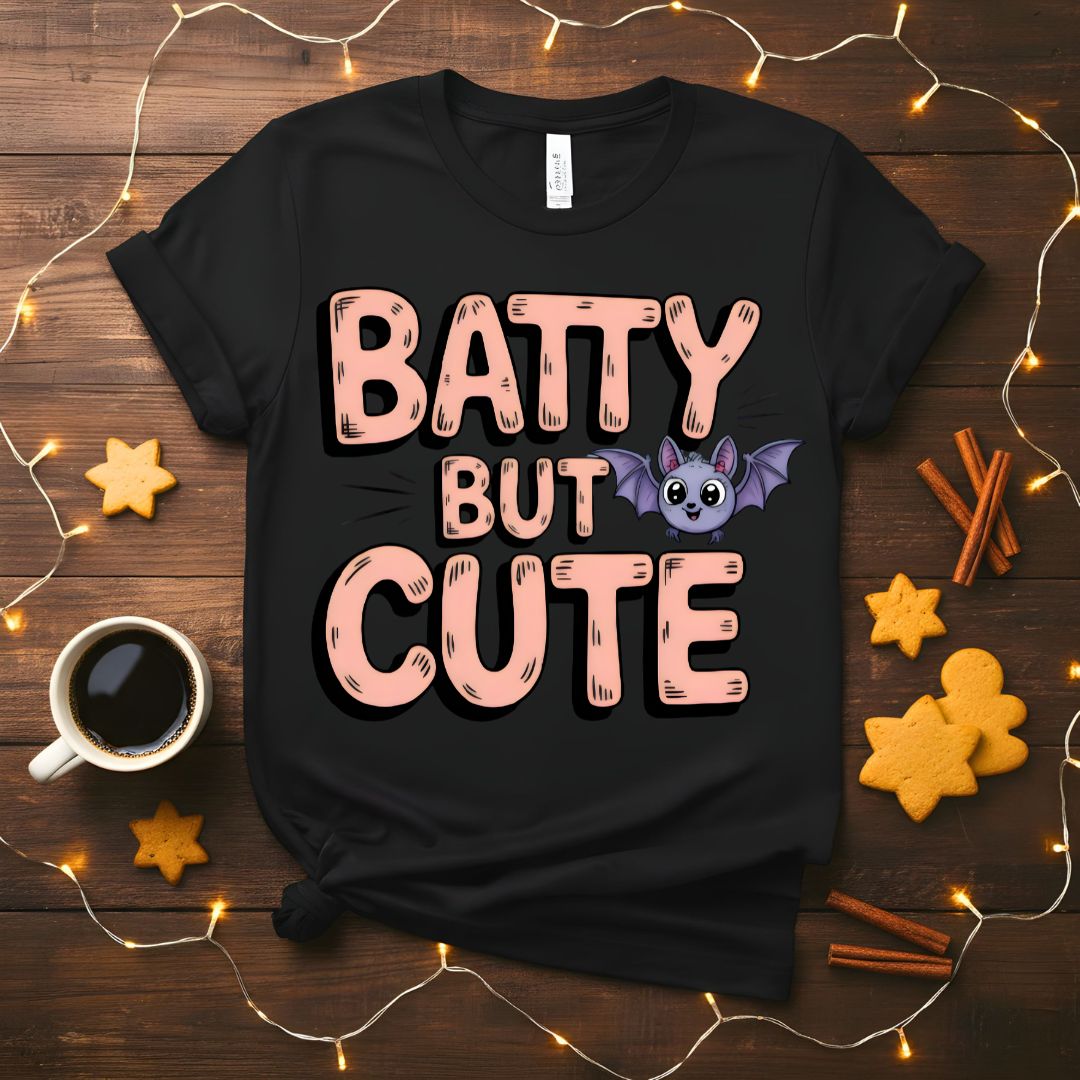 Batty But Cute Animal Meme T-Shirt featuring an adorable cartoon bat