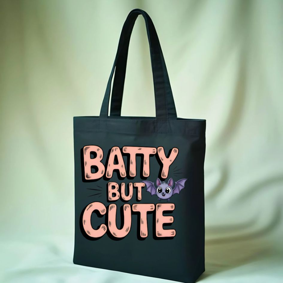 Batty But Cute Tote Bag with bat design