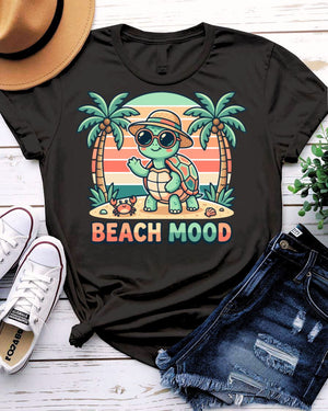 Beach mood tee sunset palm tree coastal graphic