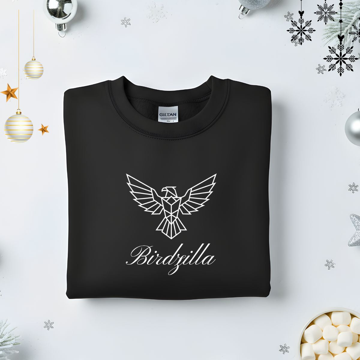 Birdzilla Typographical Embroidered Sweatshirt – minimalist embroidered unisex fleece pullover, funny meme-inspired cotton streetwear by Memez.Store.