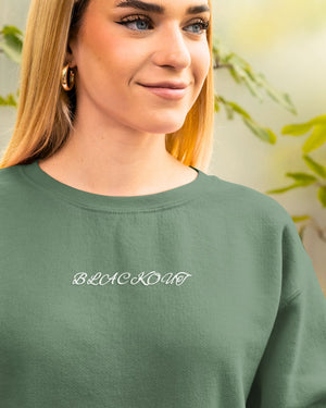 "Unisex Blackout Halloween Sweatshirt styled outfit"