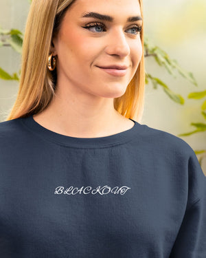 "Unisex Blackout Halloween Sweatshirt styled outfit"