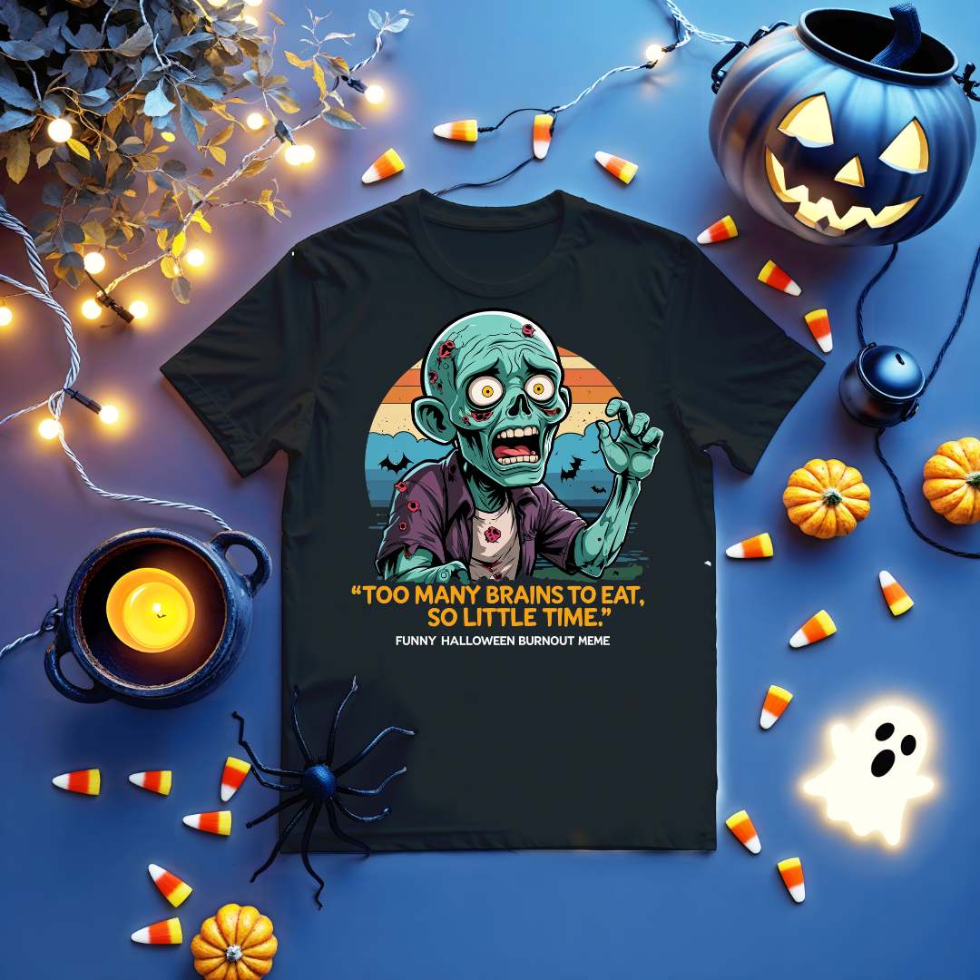 Black unisex zombie meme tee by Memez Store