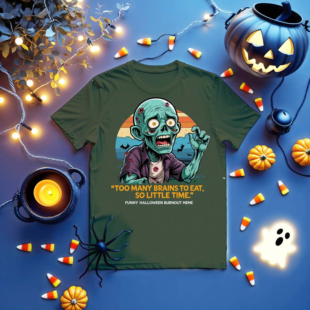 Black unisex zombie meme tee by Memez Store