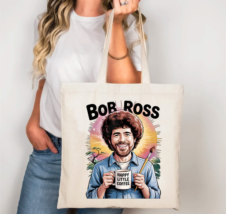 Bob Ross Parody Tote – Happy Trees Humor Bag | Memez Store