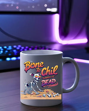 Funny Halloween mug with skeleton Bone To Chill design