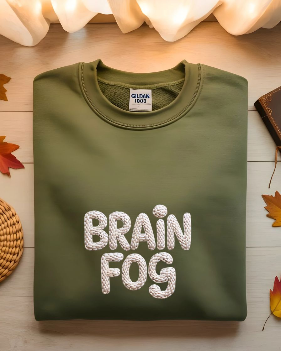 Funny embroidered Brain Fog crewneck unisex