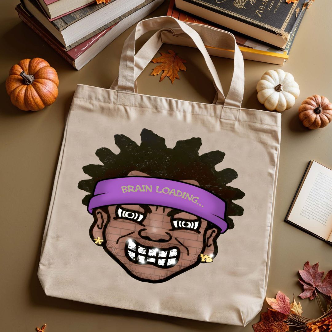 Brain Loading Parody Face Tote Bag with processing meme