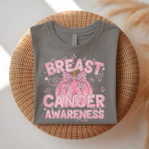 Breast Cancer Awareness Halloween T-Shirt with Pink Ribbon