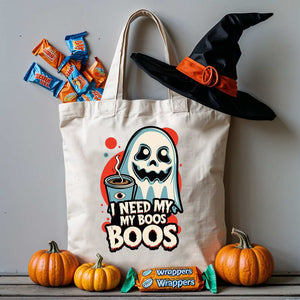 Canvas tote with ghost pun – I Need My Boos