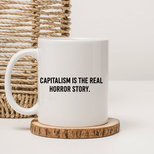 Dark humor capitalism meme ceramic mug