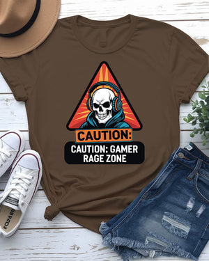 Caution Gamer Rage Zone Funny Gaming Meme Tee by Memez Store