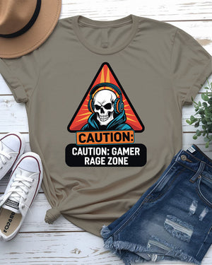 Caution Gamer Rage Zone Funny Gaming Meme Tee by Memez Store