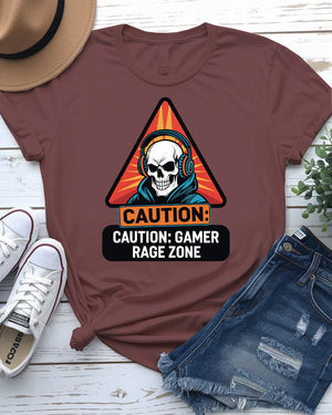 Caution Gamer Rage Zone Funny Gaming Meme Tee by Memez Store
