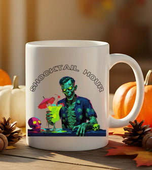 “Shocktail Hour Halloween meme mug for coffee or cocktails”
