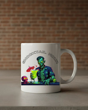 “Shocktail Hour Halloween meme mug for coffee or cocktails”
