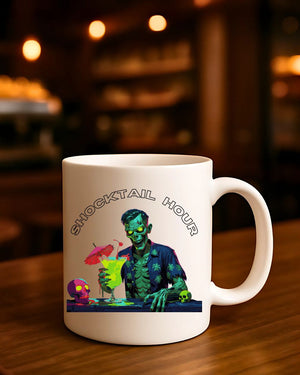 “Shocktail Hour Halloween meme mug for coffee or cocktails”