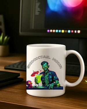 “Shocktail Hour Halloween meme mug for coffee or cocktails”