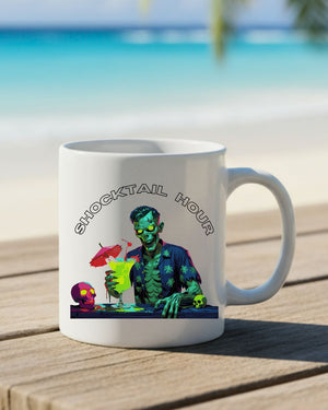 “Shocktail Hour Halloween meme mug for coffee or cocktails”