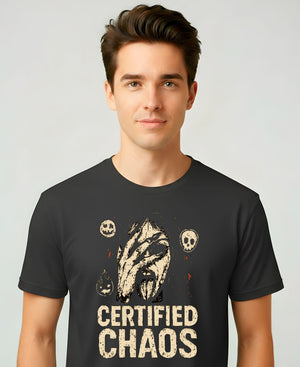 Certified Chaos Meme Funny Tee – Bold text funny meme t-shirt for chaotic humor lovers