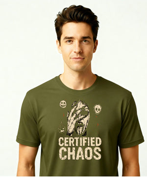 Certified Chaos Meme Funny Tee – Bold text funny meme t-shirt for chaotic humor lovers