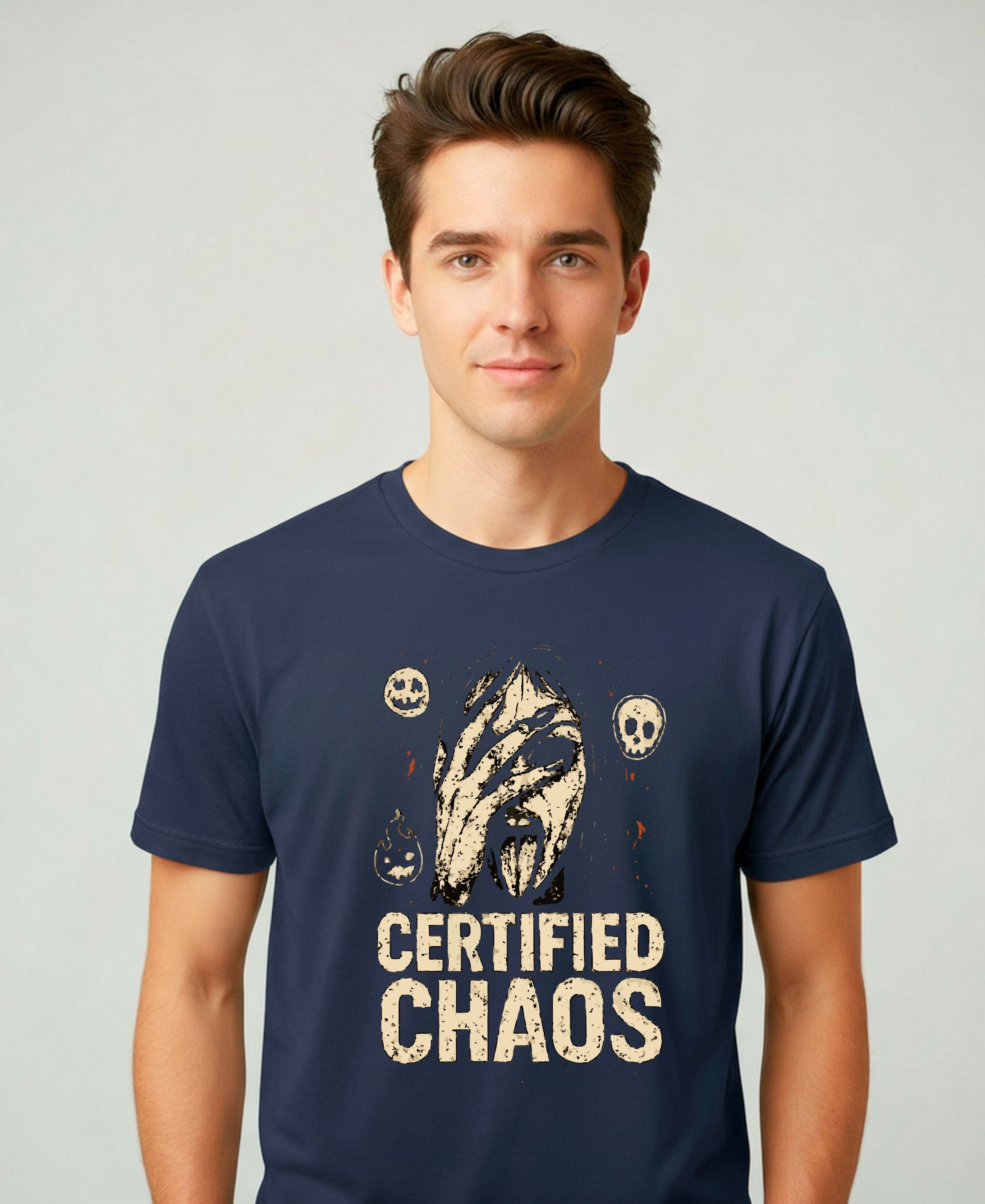 Certified Chaos Meme Funny Tee β Bold text funny meme t-shirt for chaotic humor lovers