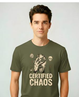 Certified Chaos Meme Funny Tee – Bold text funny meme t-shirt for chaotic humor lovers