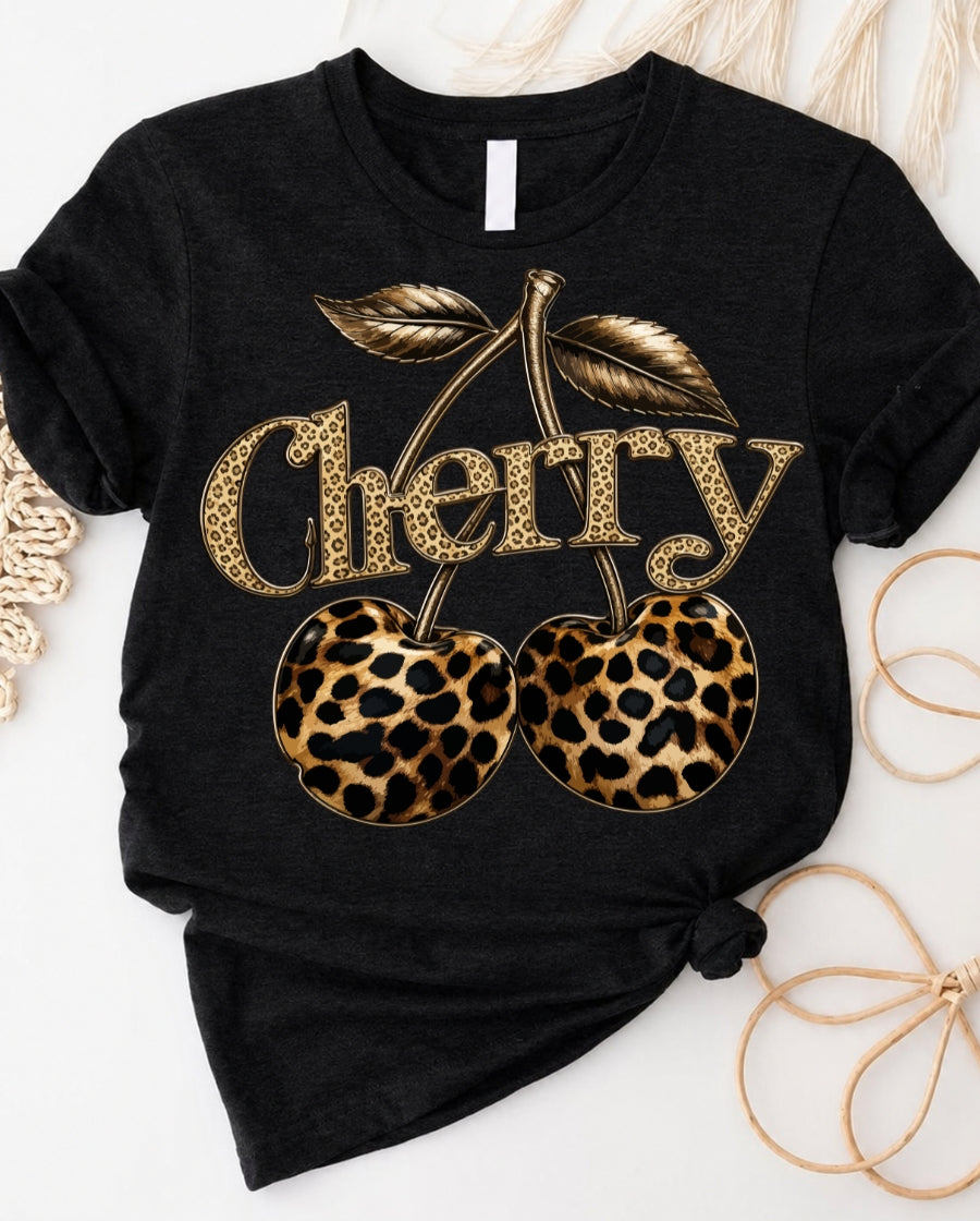 Cherry tee with playful red cherry graphic on soft white cotton
