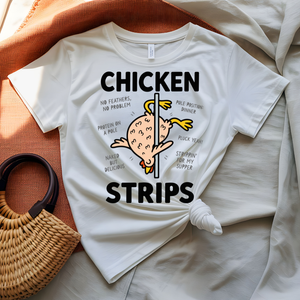 Chicken Strips T-Shirt with vintage snack typography and crispy chicken graphic