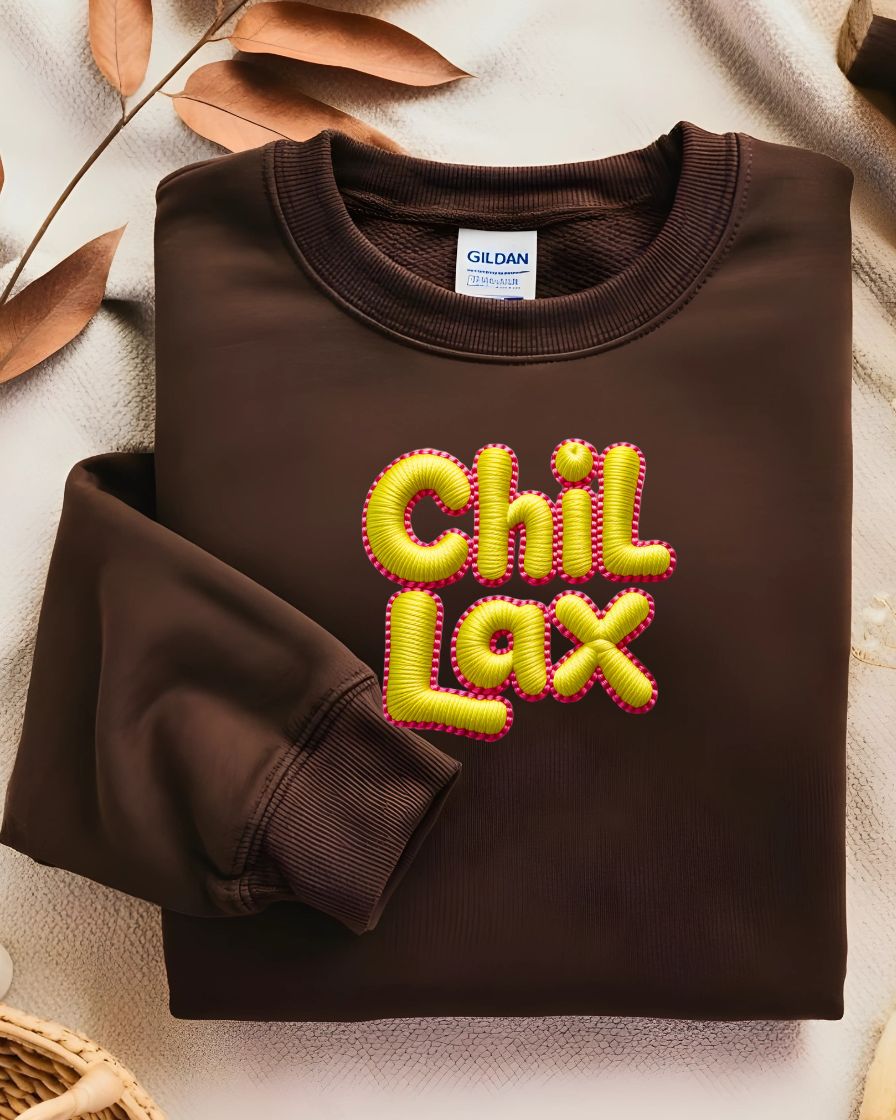 Funny Chillax embroidered crewneck unisex