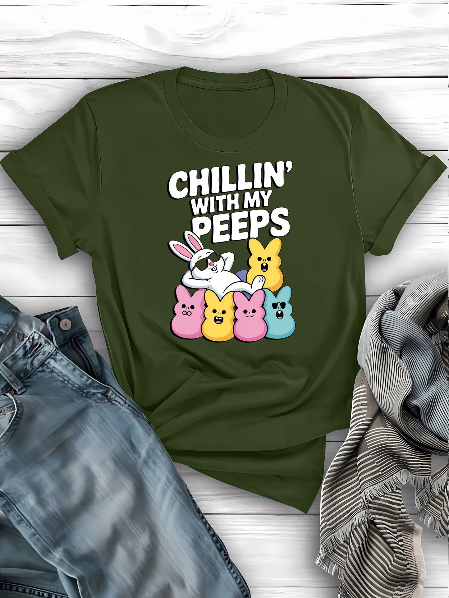 Chillin' with Peeps Funny Easter Tee | Memez Store