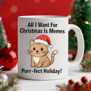 Christmas Meme Mug โ funny holiday ceramic coffee mug for meme lovers, Christmas humor gift idea by Memez.Store