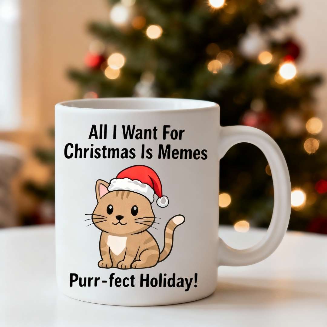 Christmas Meme Mug β funny holiday ceramic coffee mug for meme lovers, Christmas humor gift idea by Memez.Store