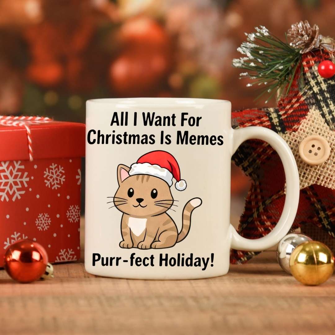 Christmas Meme Mug β funny holiday ceramic coffee mug for meme lovers, Christmas humor gift idea by Memez.Store