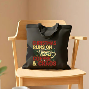 Christmas Runoff Coffee and Chaos Meme Tote Bag