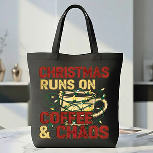 Christmas Runoff Coffee and Chaos Meme Tote Bag