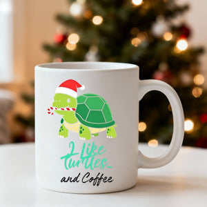 Christmas Turtle Mug – cute and funny holiday coffee mug with festive turtle design by Memez.Store